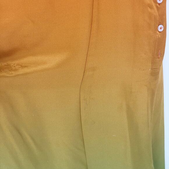 SAMSOE SAMSOE Women's Annah Midi Slip Dress XS Orange Green Ombre Dip Dyed - Picture 9 of 16